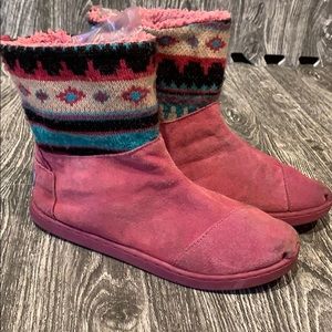 TOMS Girls Nepal pink side boots Youth sz 3